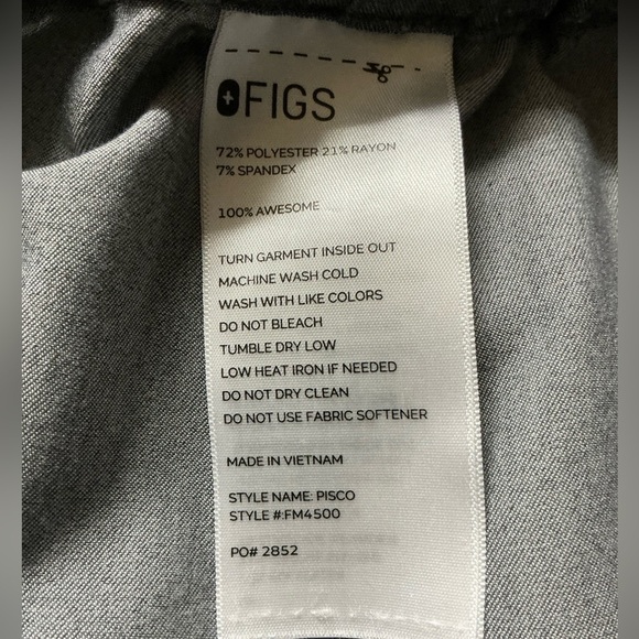 Figs pisco basic scrub pants with Green Waistband and Relaxed Fit PO#2852 - Picture 7 of 12